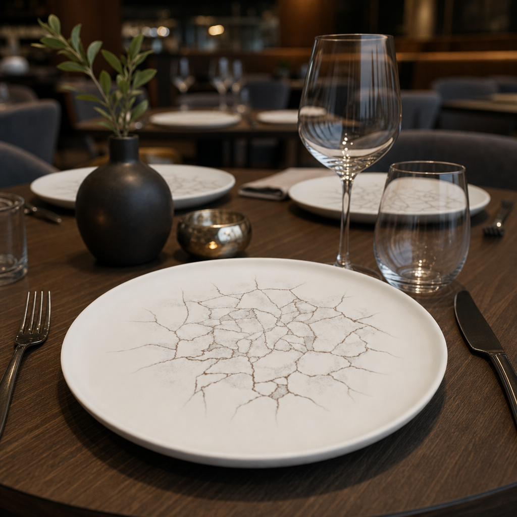 Walled Plates Grey Porcelain for Dining Experiences (Pack of 6)