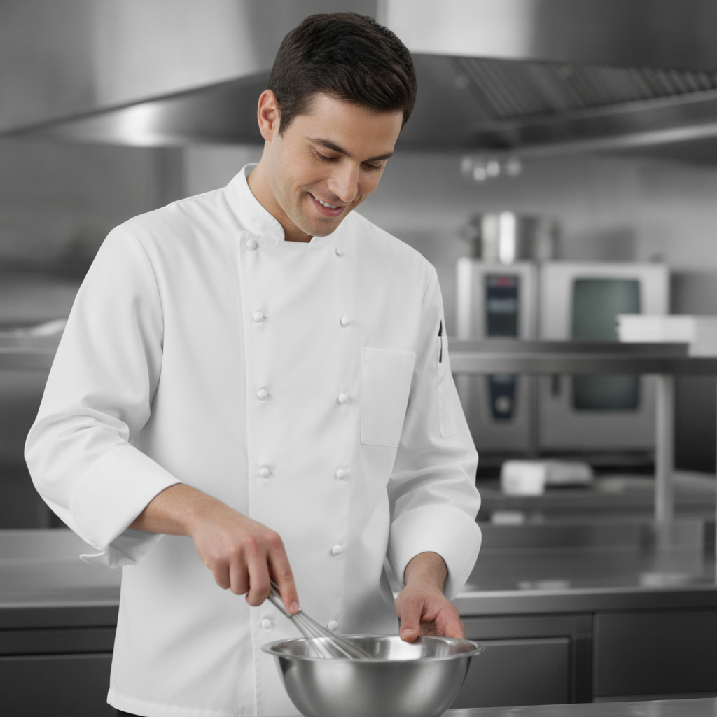 Polycotton White Chef Jacket for Culinary Professionals