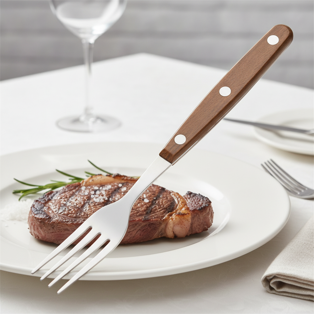 Heavy Duty Stainless Steel Steak Forks with Polypropylene Handles for Restaurants (Pack of 12)