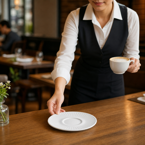 Cappuccino Saucers 160mm Vitrified Ceramic for Catering (Pack of 12)