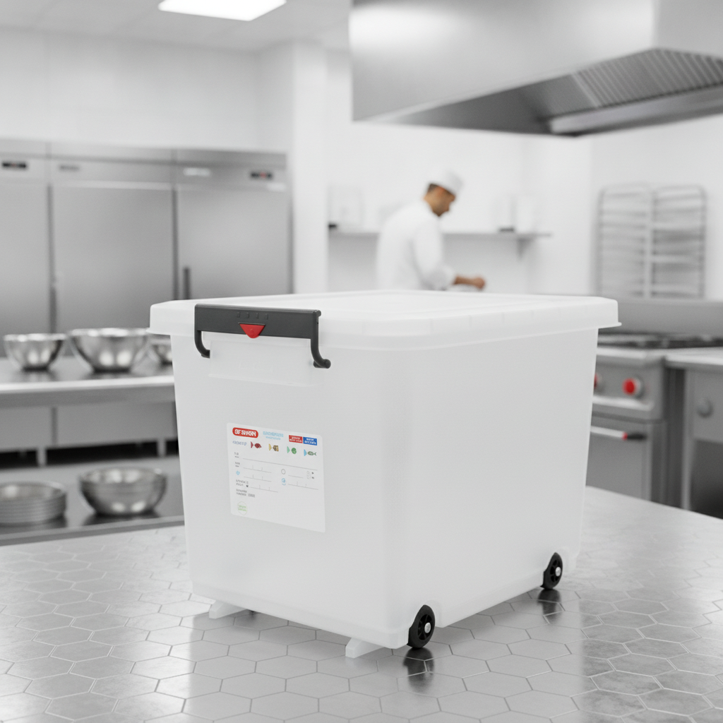 Polypropylene Mobile Food Storage Bin 50L for Commercial Kitchens
