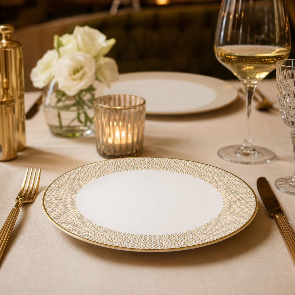 Coupe Plates 165mm Gold Bone China for Upscale Dining (Pack of 12)