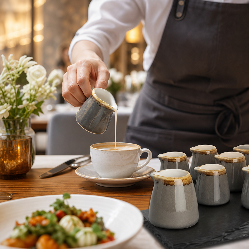 Porcelain Milk Jugs in Smoke 96ml for Stylish Table Settings (Pack of 6)