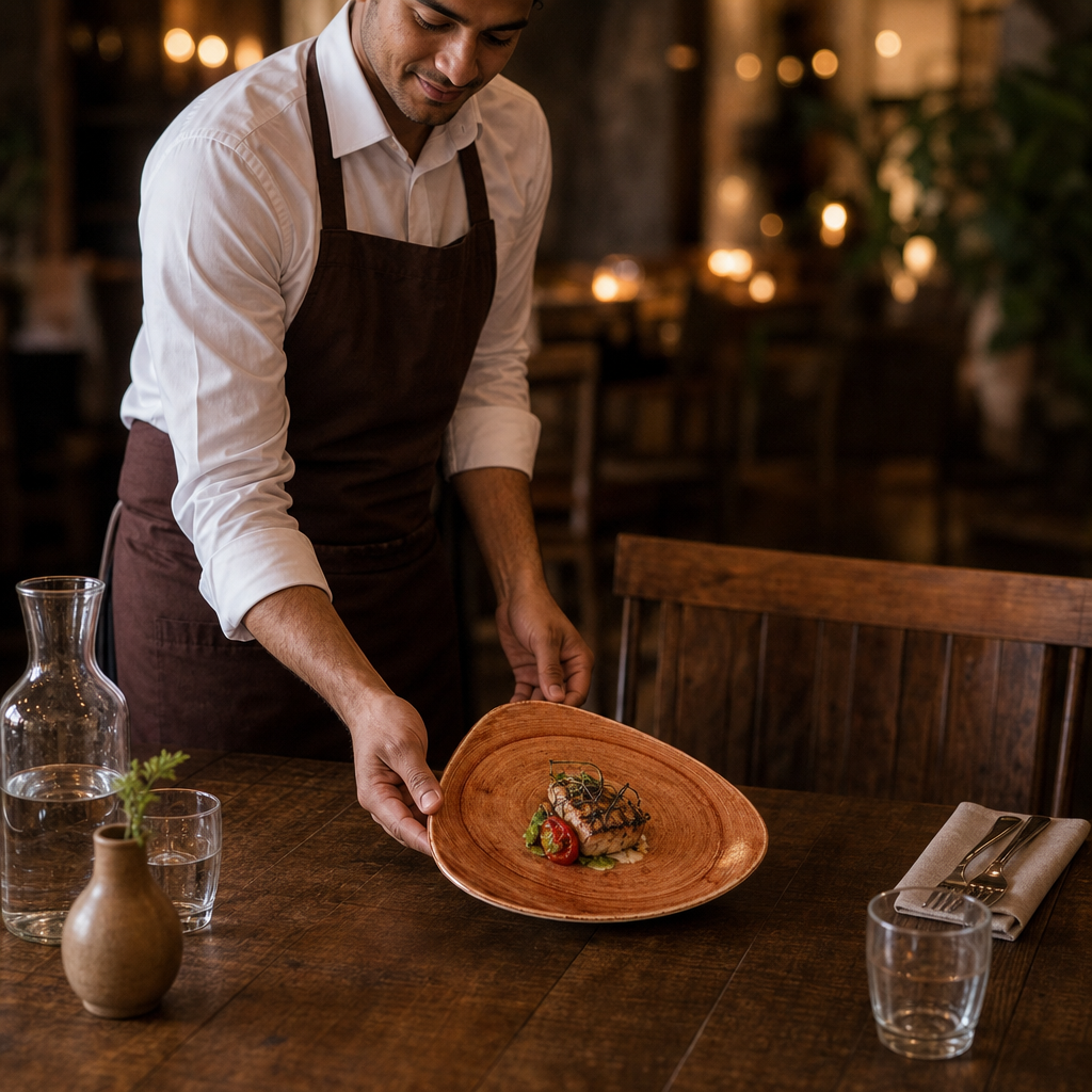 Triangular Plate Vintage Copper Porcelain for Rustic Dining (Pack of 6)
