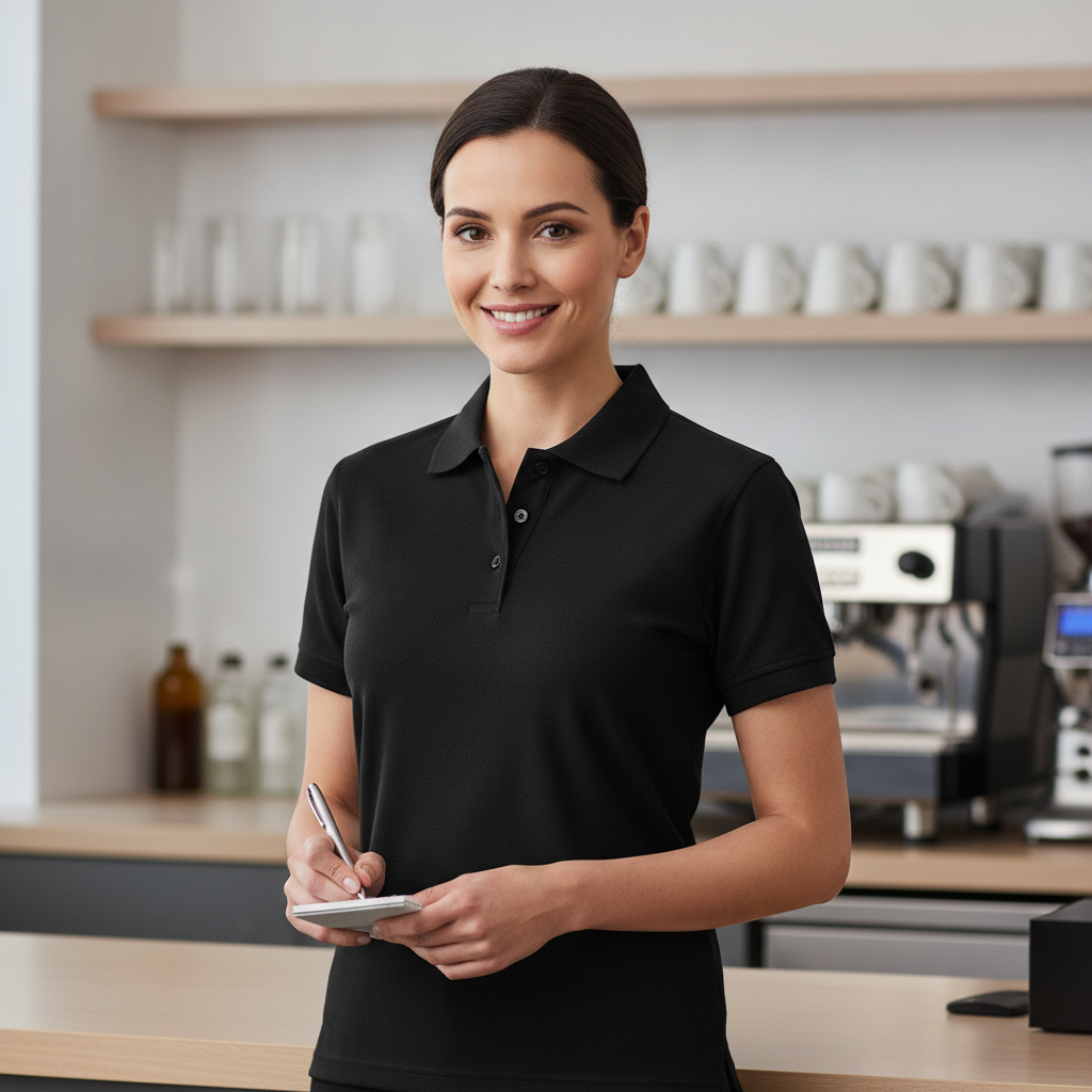 Black Polycotton Polo Shirt for Staff Uniforms