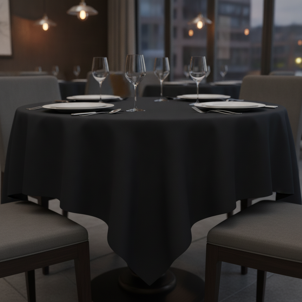 Black Polyester Tablecloth for Restaurants & Cafés