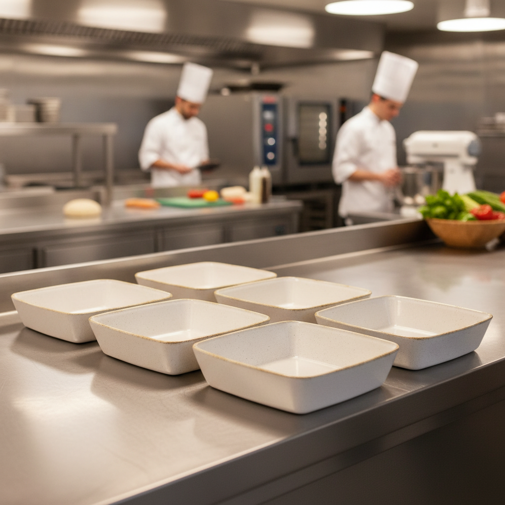 Super Vitrified Ceramic Square Baking Dishes 250mm for Hot & Cold Services (Pack of 6)