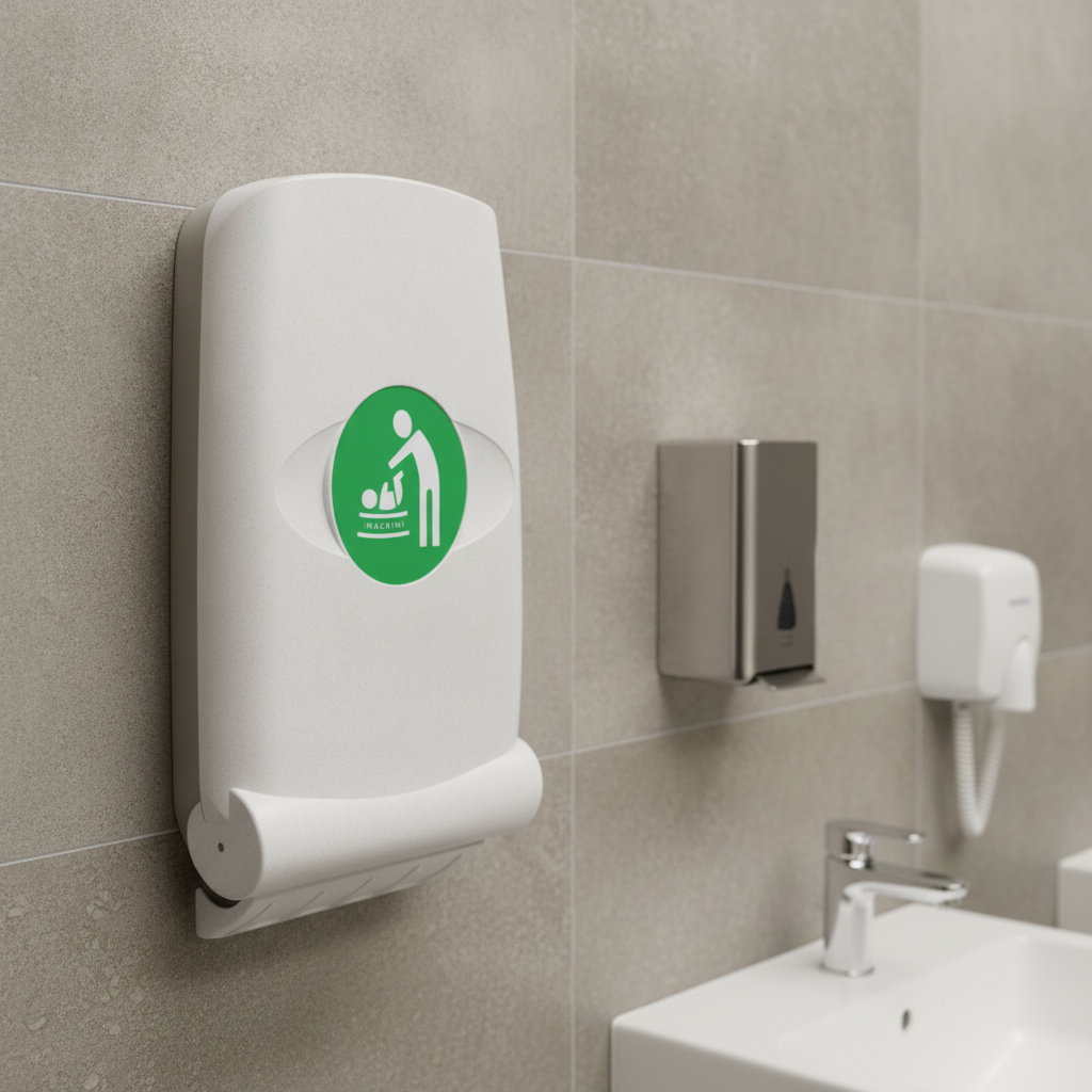 White Vertical Baby Changer for Family Facilities