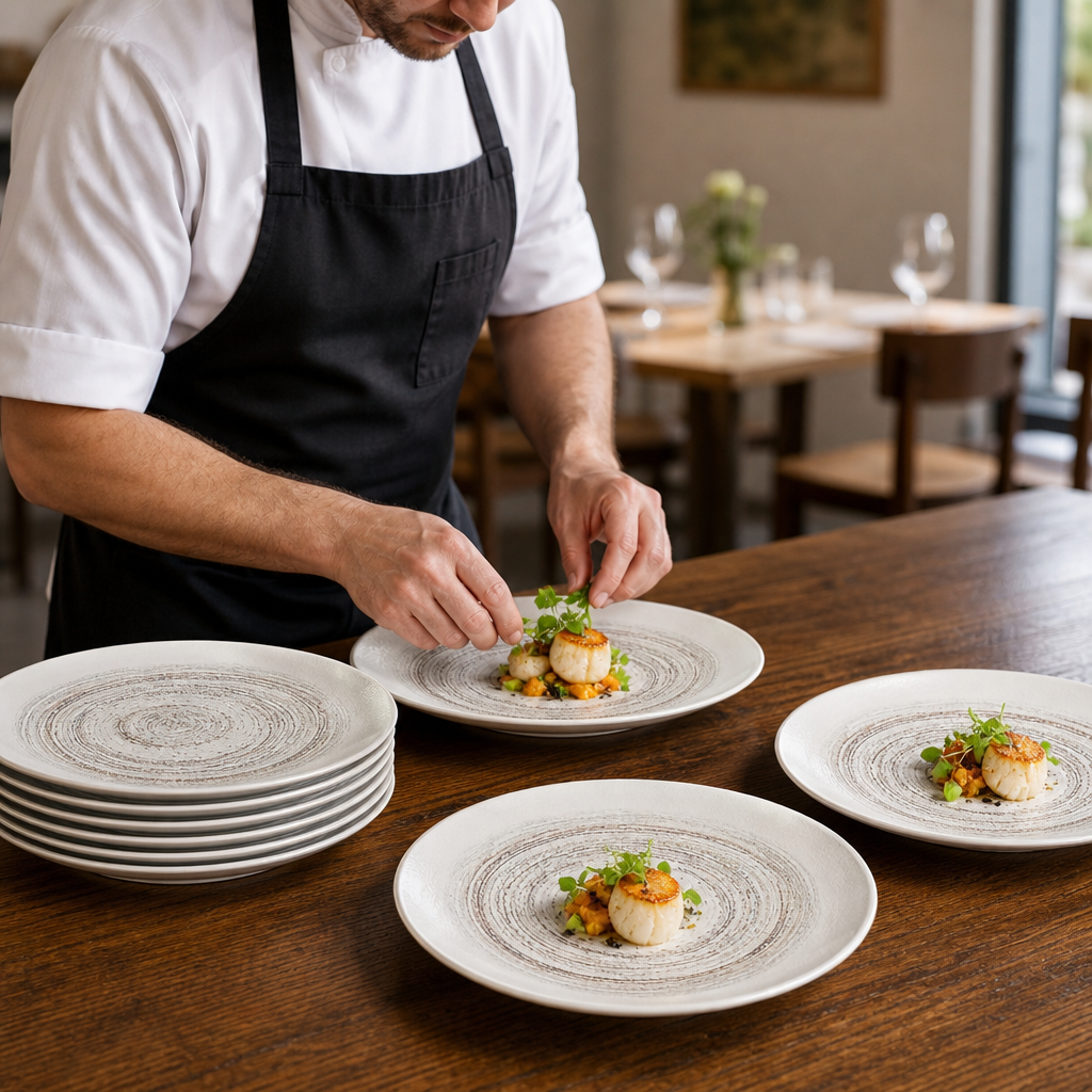 Coupe Plates 220mm Vitrified Ceramic for Restaurants & Cafés (Pack of 12)