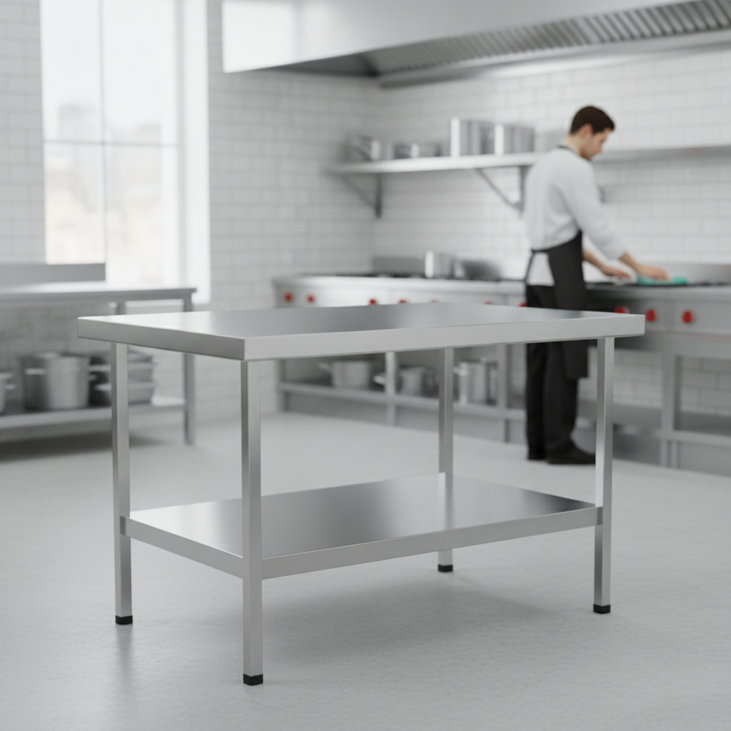 304 Stainless Steel Centre Table 900mm for Food Preparation