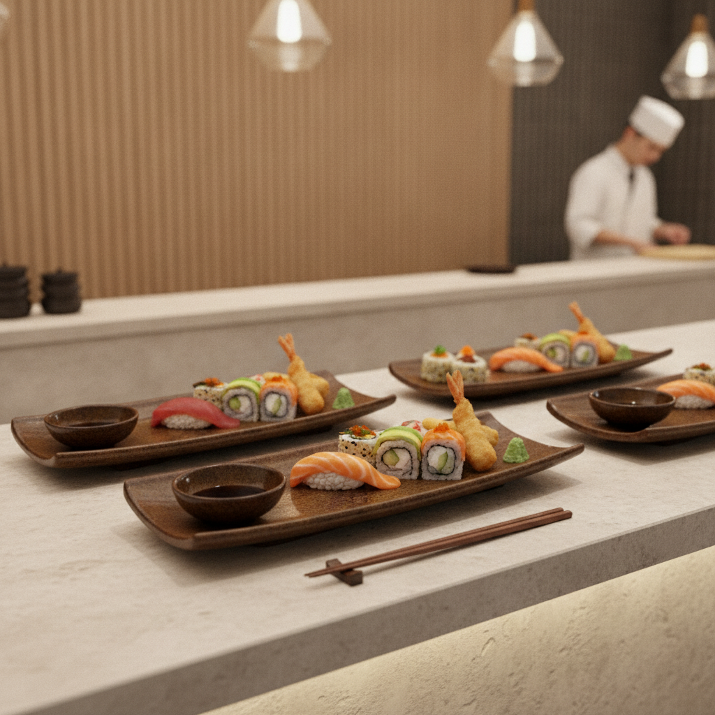 Melamine Rectangular Sushi Board 410x130mm for Restaurants & Catering