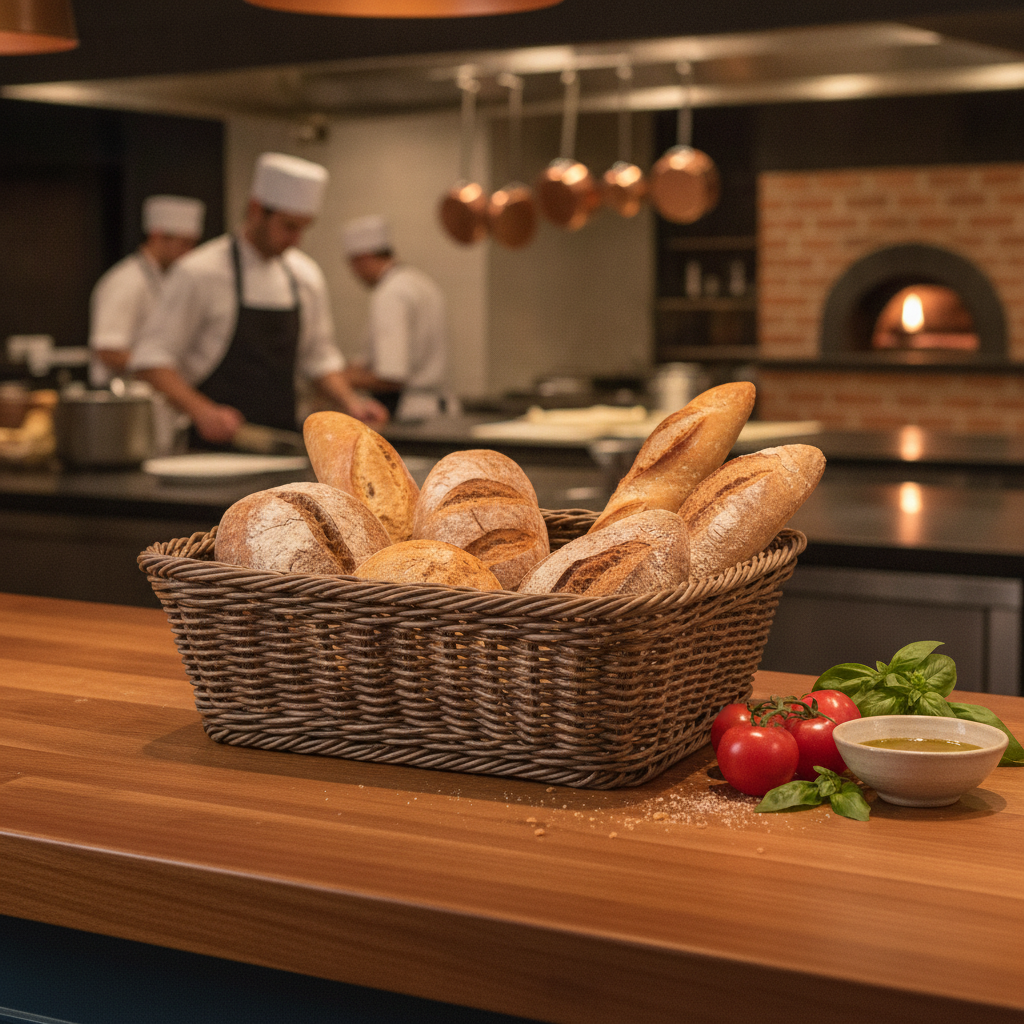 Polyethylene Polywicker Rectangular Serving Basket 300mm for Food Presentation