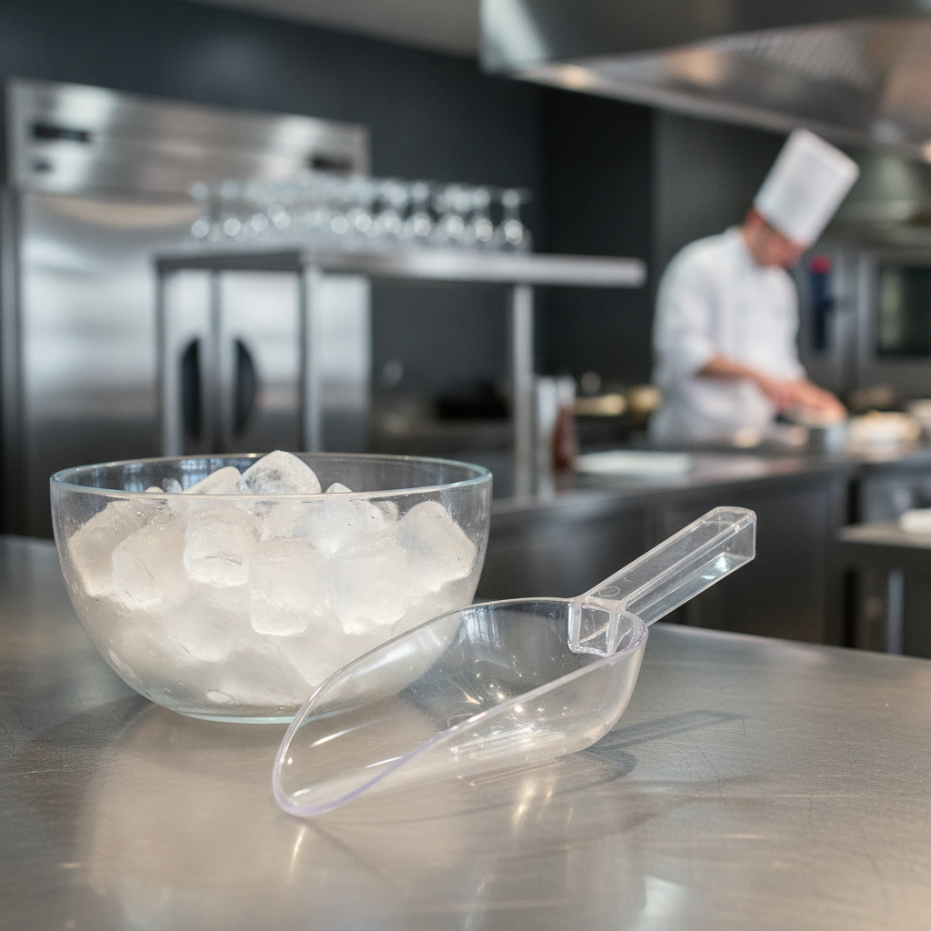 Clear Plastic Ice Drainer Scoop 7oz for Refreshing Beverages