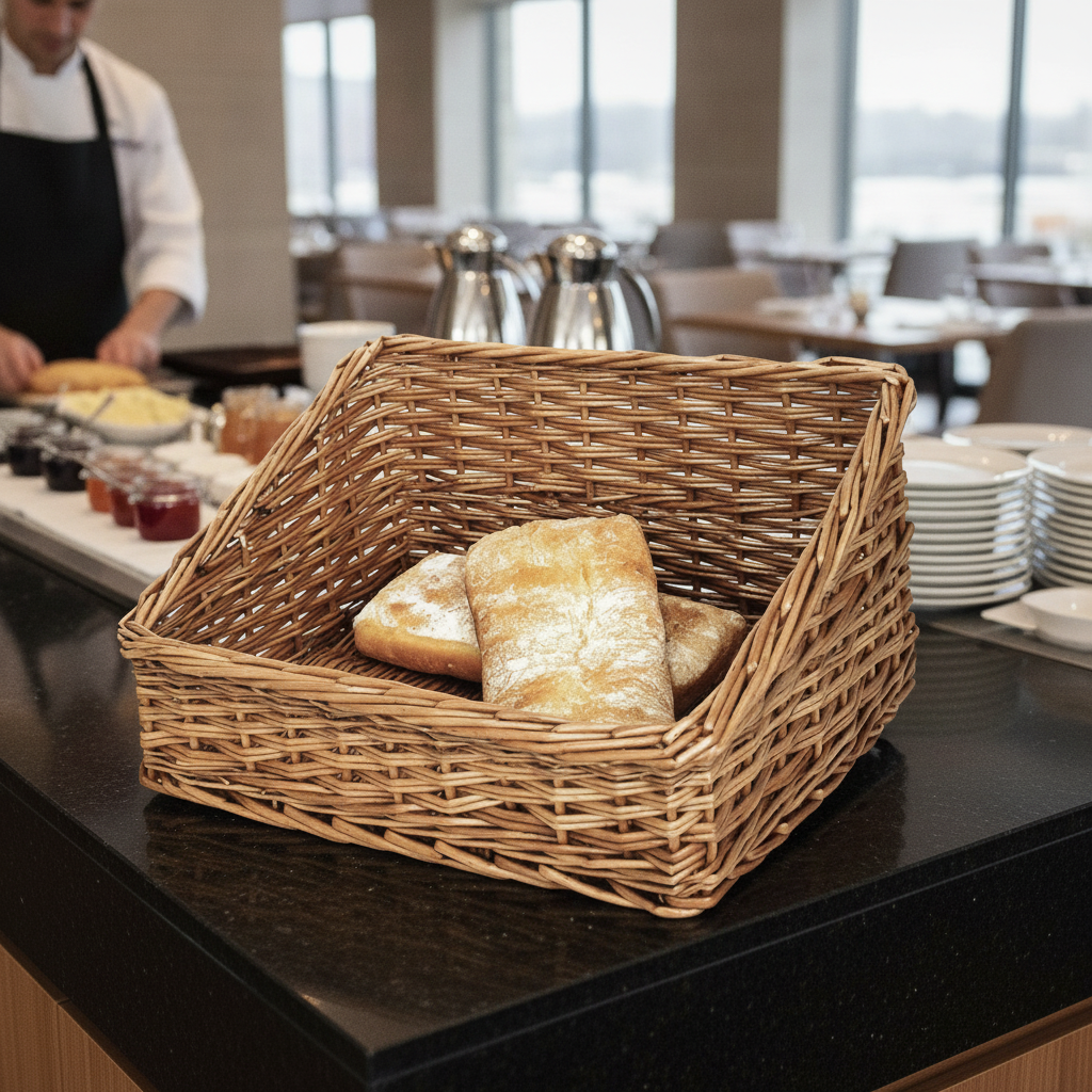 Wicker Bread Display Basket 510mm for Buffet & Breakfast Counters