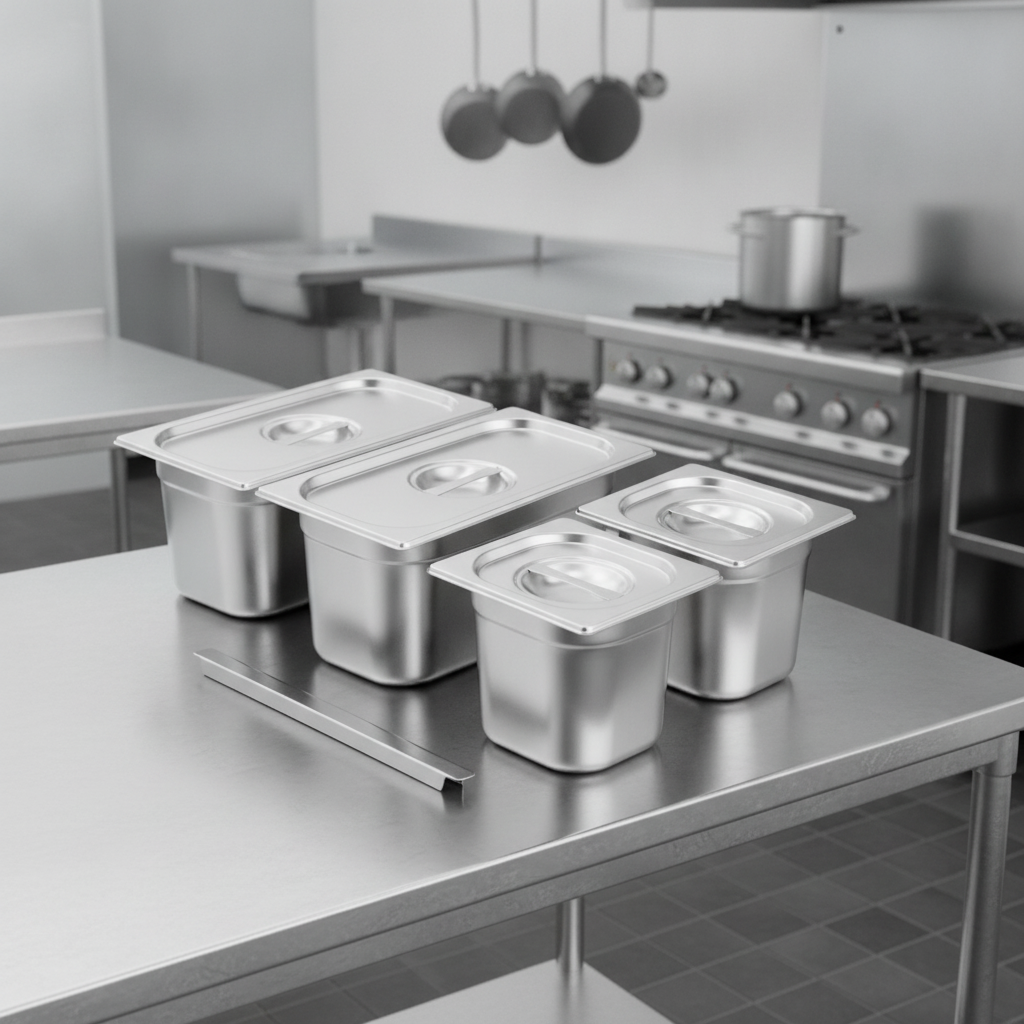 Stainless Steel Gastronorm Tray Set 15.8L for Professional Kitchens (Pack of 4)