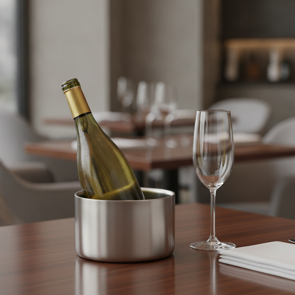Stainless Steel Double Wall Wine and Champagne Coaster 116mm for Elegant Table Settings