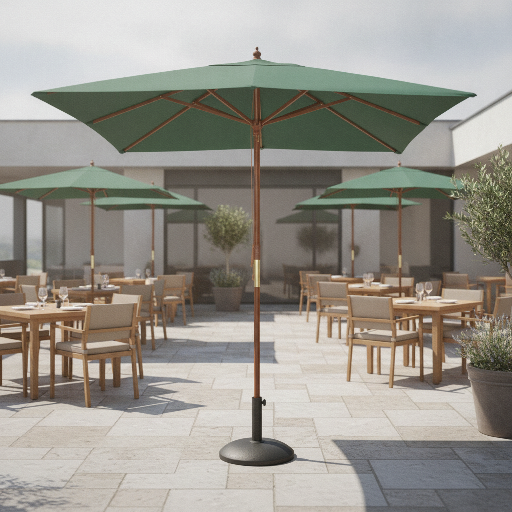 Wood & Polyester Square Double Pulley Parasol 2.5m for Outdoor Spaces
