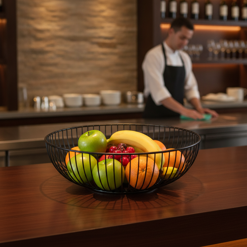 Iron Round Food Display Bowl 285mm for Front of House Use