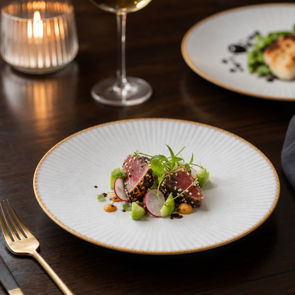 Drift Embossed Coupe Plates 180mm Porcelain for Stylish Dining (Pack of 6)
