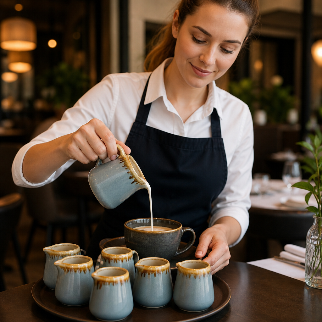 Porcelain Milk Jugs in Ocean Effect 96ml for Restaurants & Caf? (Pack of 6)