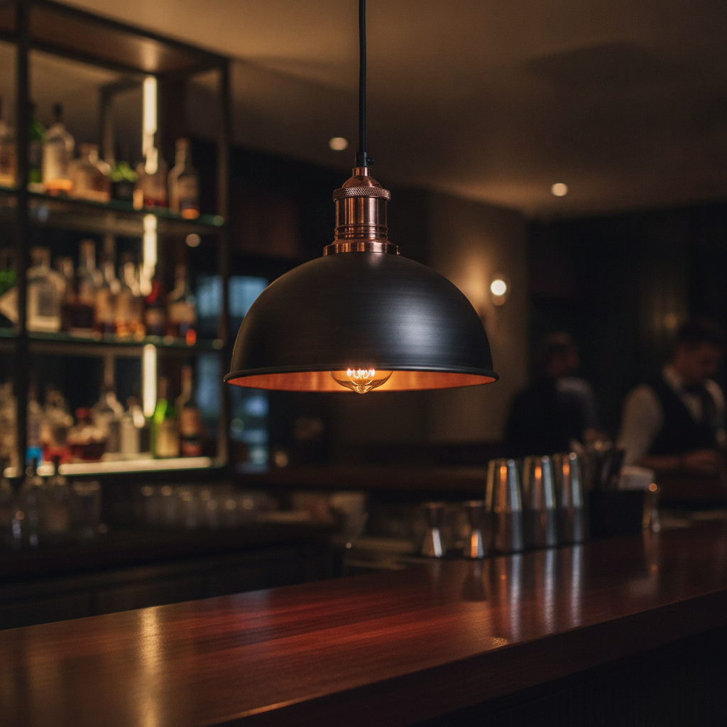 Copper Dome Pendant Light 200mm for Bars & Cafés