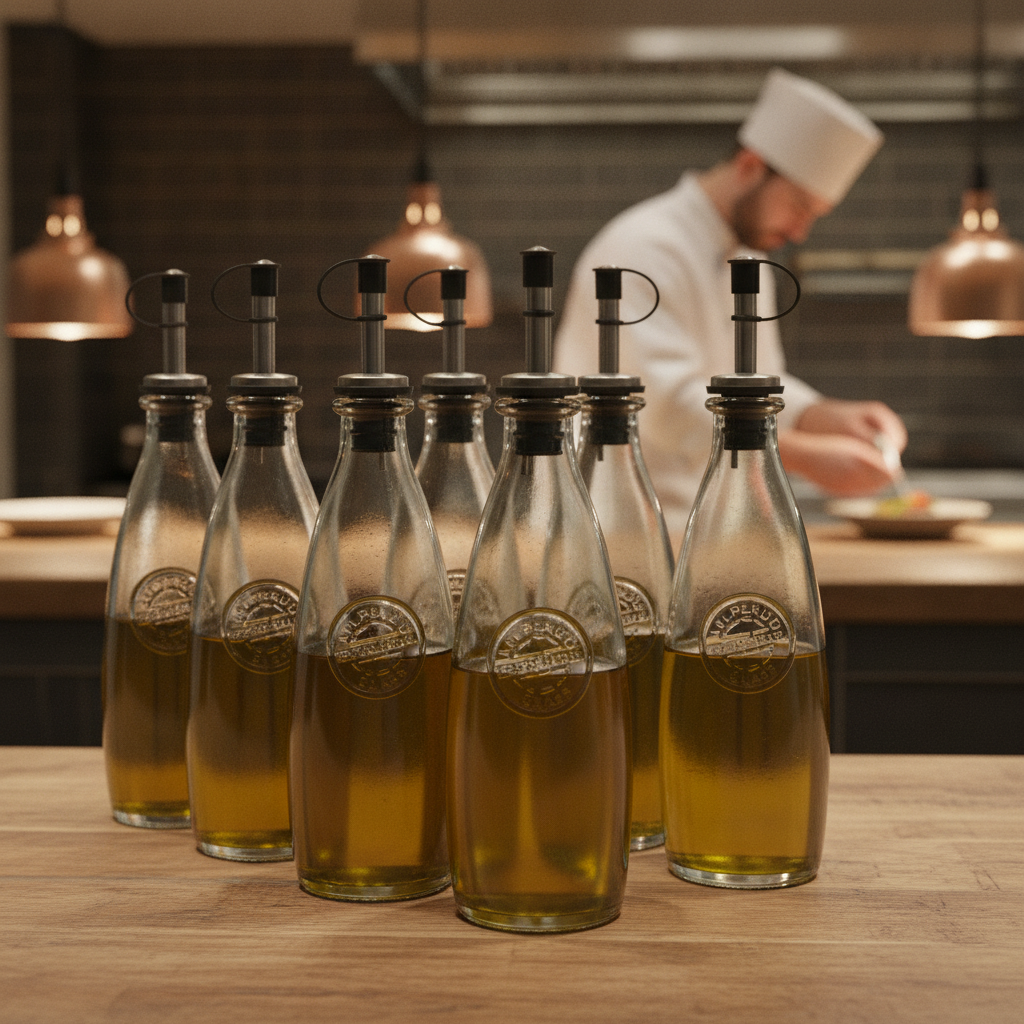 Glass Olive Oil Bottles 10.5oz for Restaurants & Bars (Pack of 6)