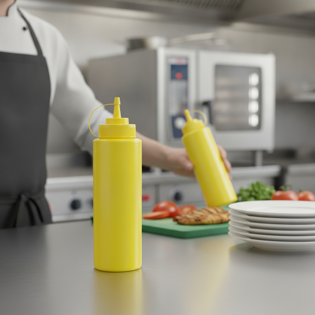 Polyethylene Yellow Squeeze Sauce Bottle 35oz for Cafés