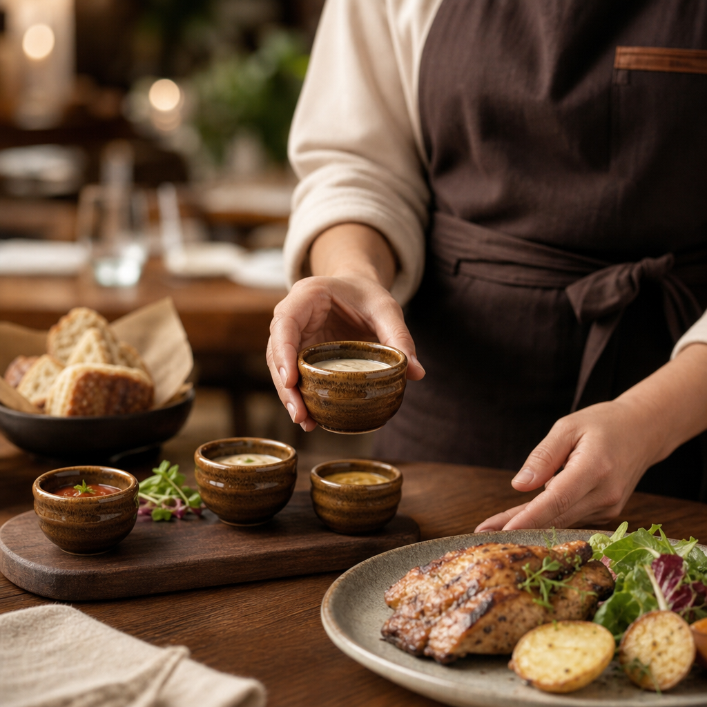Dip Pot 40ml Stoneware for Rustic Table Settings (Pack of 6)
