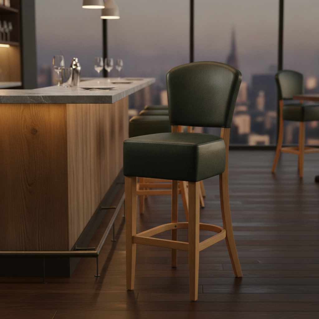 Faux Leather Bar Chair in Soft Oak 1175mm for Commercial Use