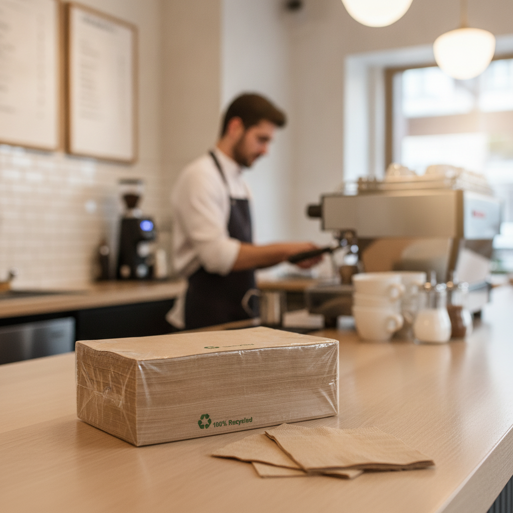 Recyclable Brown Paper Lunch Napkins 32x30cm for Cafés (Pack of 6000)
