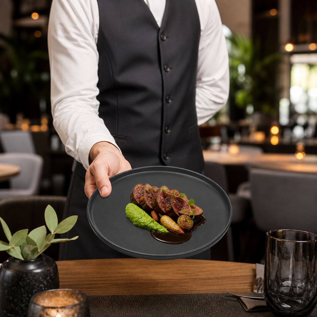 Slate Plates 225mm Ceramic for Stylish Dining (Pack of 6)