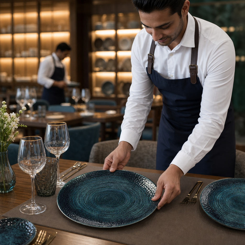 Coupe Plates 260mm Blue Vitrified Ceramic for Dining (Pack of 12)