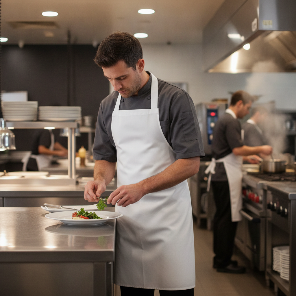 Polycotton White Bib Apron for Professional Use