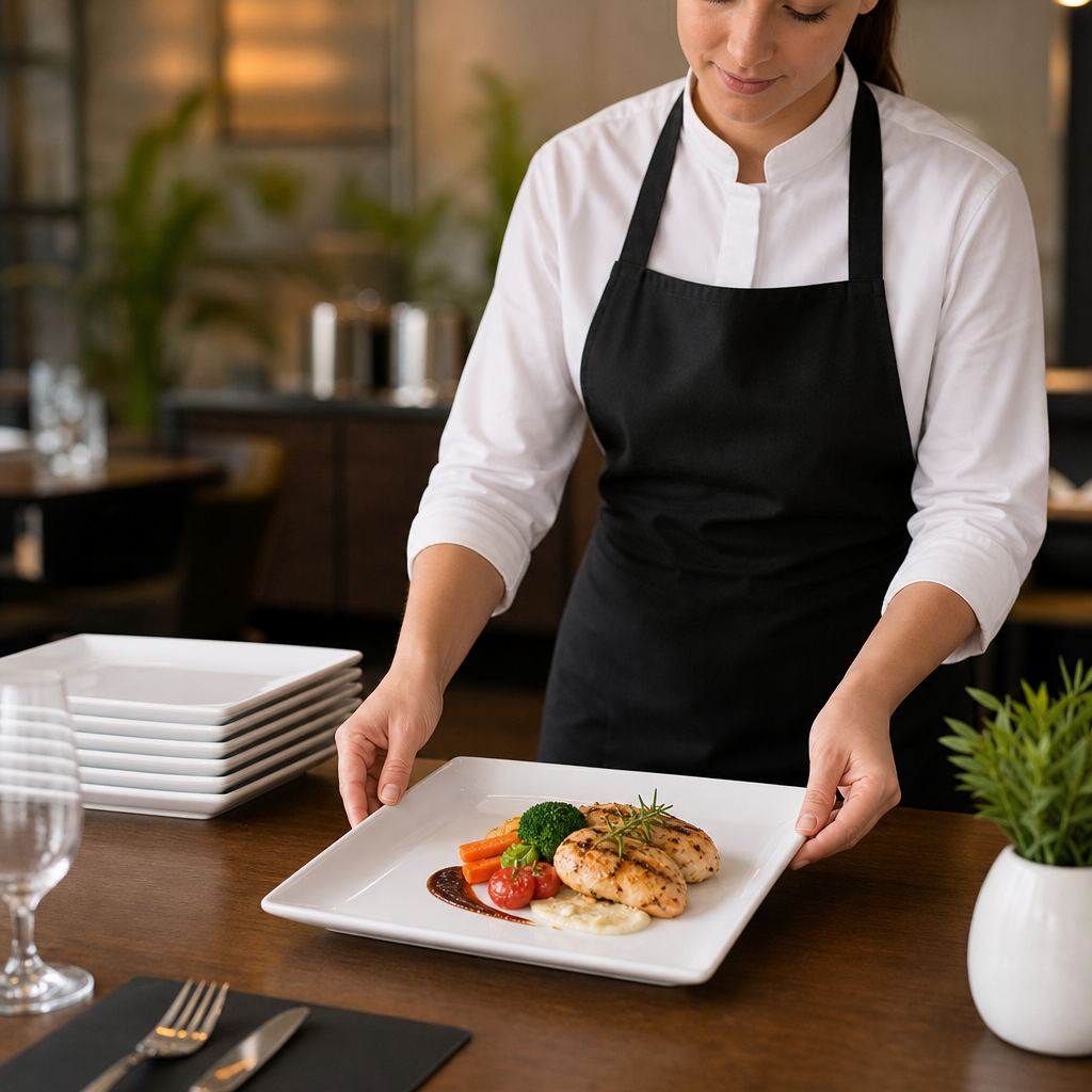 Square Plates 240mm Porcelain for Restaurants & Cafés (Pack of 12)