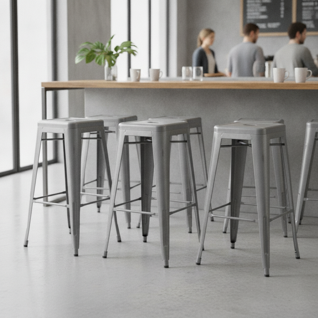 Galvanised Steel High Stools 770x425mm for Indoor & Outdoor Use (Pack of 4)