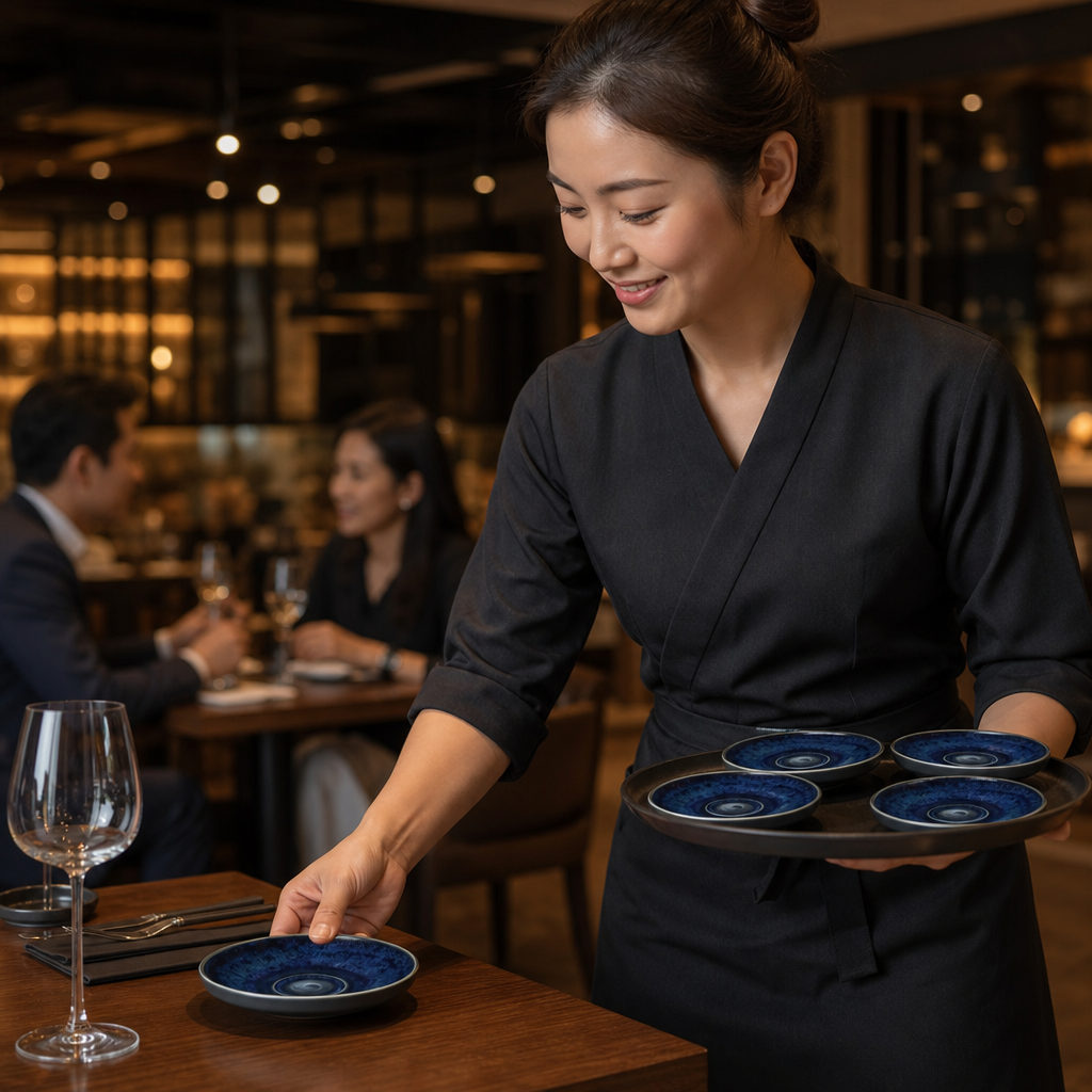 Alumina Saucers 125mm Blue Vitrified Ceramic for All Courses (Pack of 12)