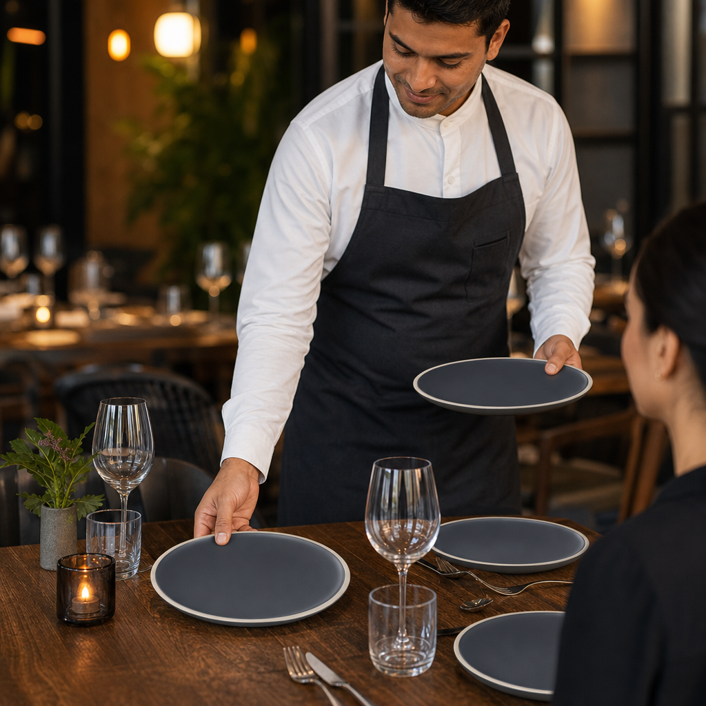 Plates 265mm Charcoal Vitrified Porcelain for Dining Rooms (Pack of 6)