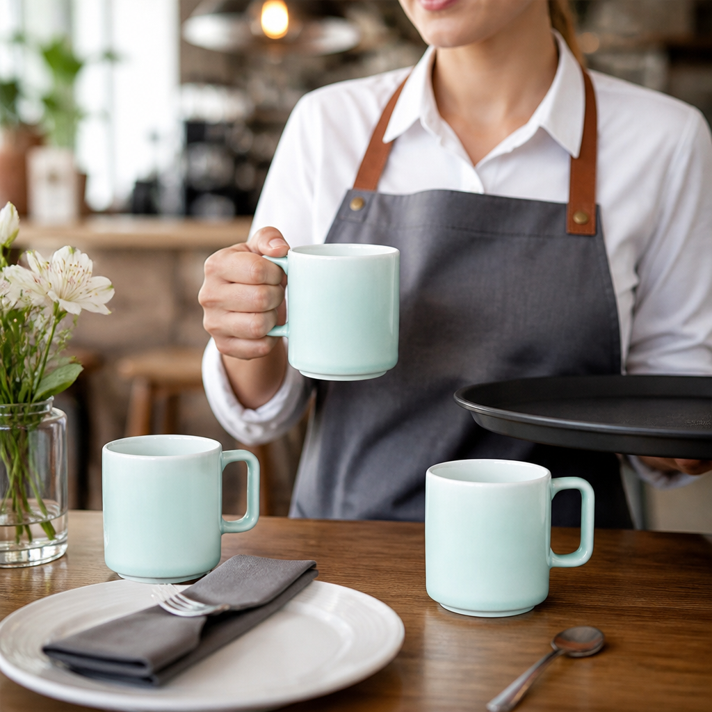 Porcelain Cups 100ml in Mint for Stylish Table Settings (Pack of 6)