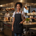 Cotton Denim Short Bib Apron Black for Busy Kitchens