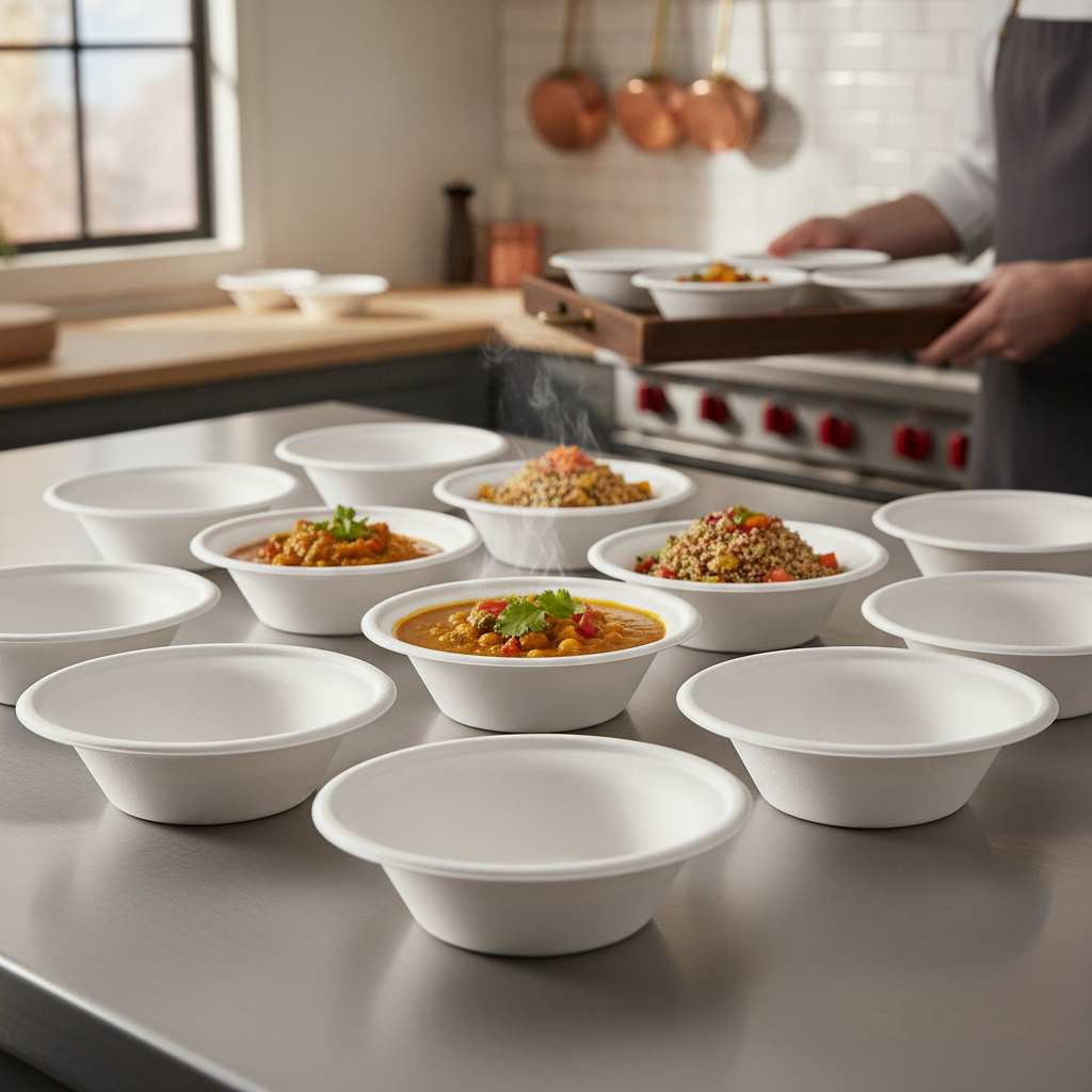 Bagasse Round Bowls 10oz for Festivals & Catering (Pack of 50)