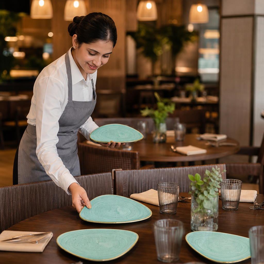 Triangle Plates 229mm Vitrified Ceramic for Dining Tables (Pack of 12)