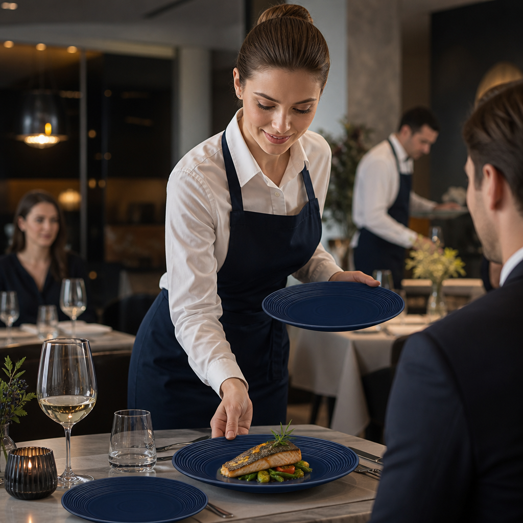 Midnight Coupe Plates 280mm Blue Porcelain for Stylish Dining (Pack of 12)