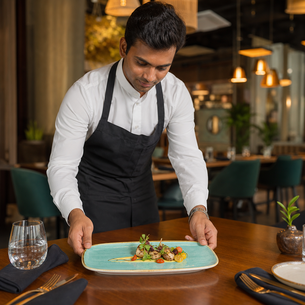 Oblong Plates Vitrified Ceramic for Tabletop Use