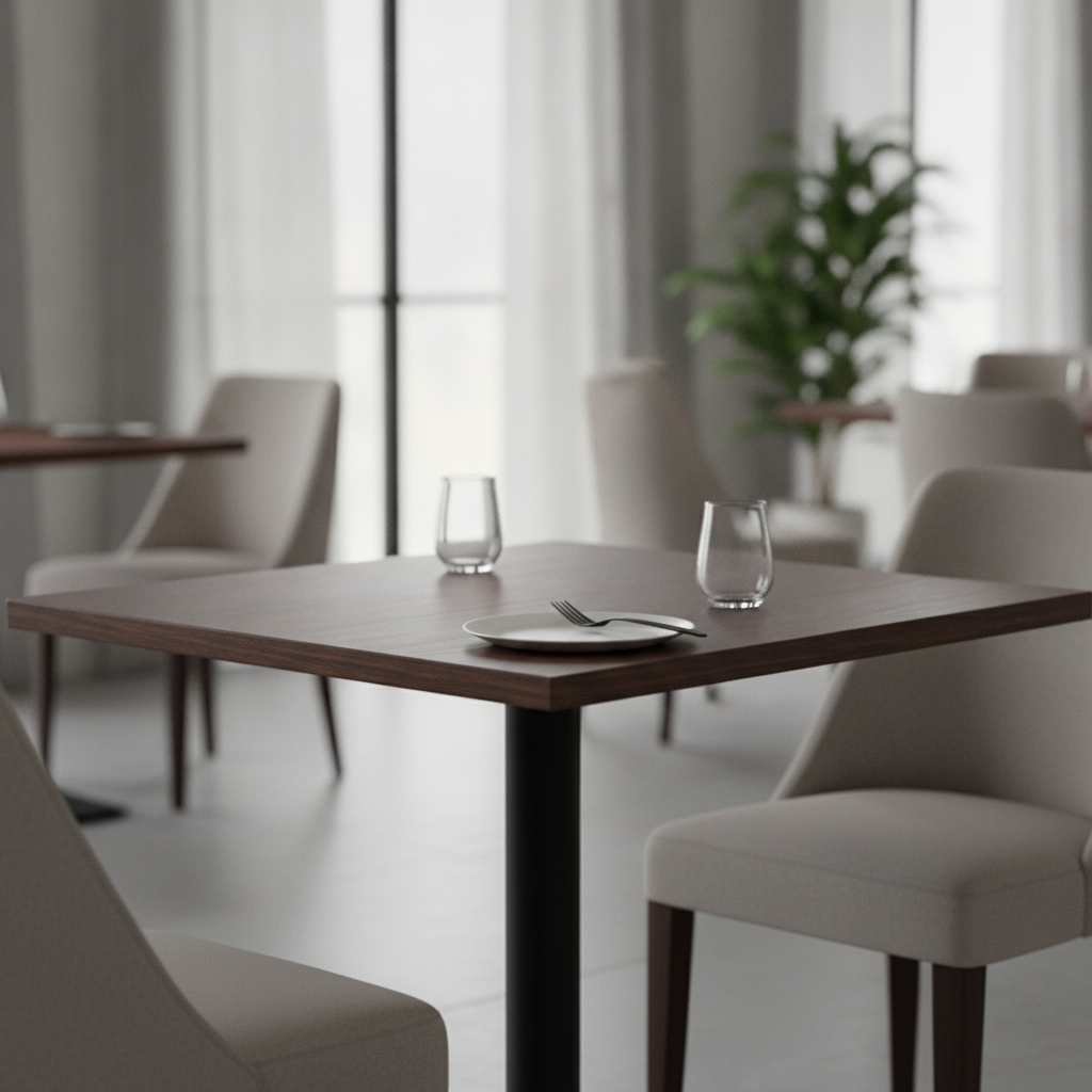 Timber Dark Walnut Square Table Top 600mm for Commercial Use