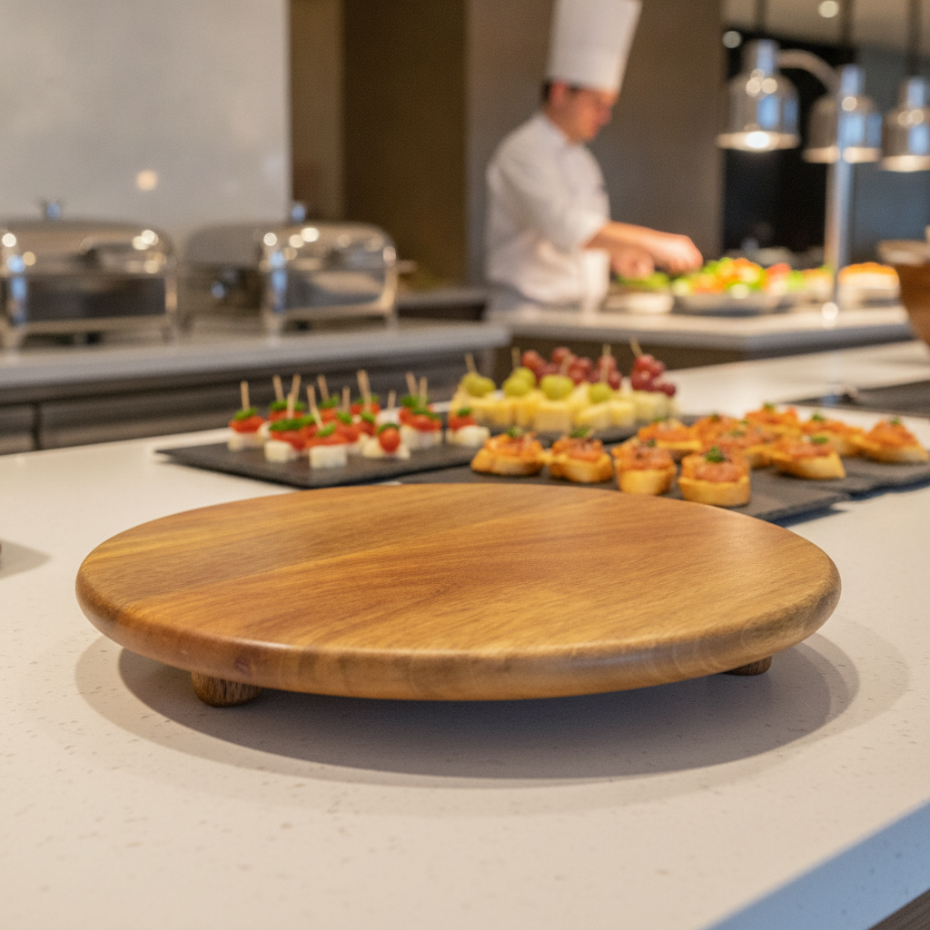 Mango Wood Round Display Stand for Buffet Presentations