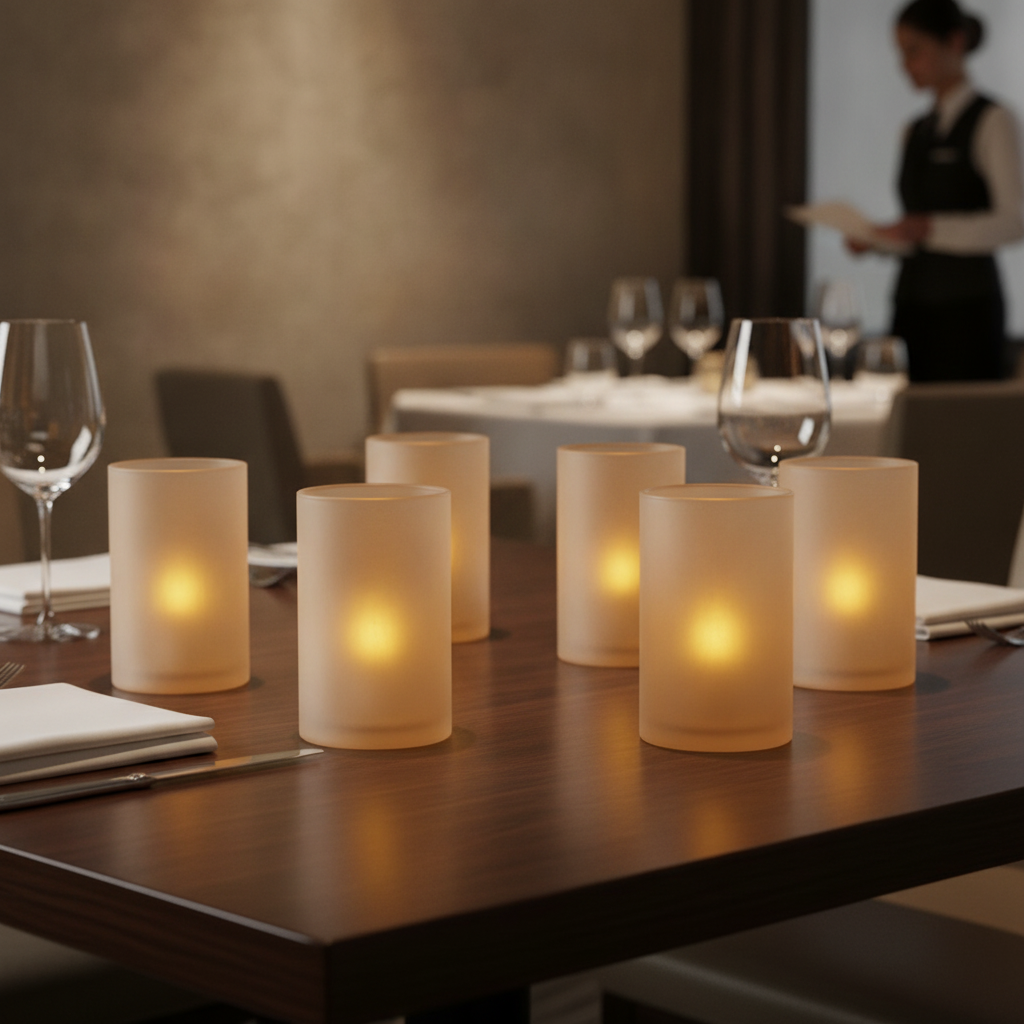 Amber Satin Glass Cylinder 73mm for Enhancing Dining Experience (Pack of 6)