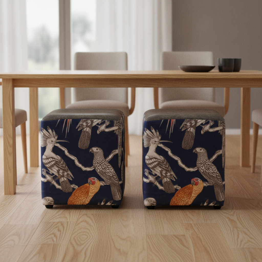 Pine Cube Stool 470x420mm for Contemporary Dining Spaces (Pack of 2)