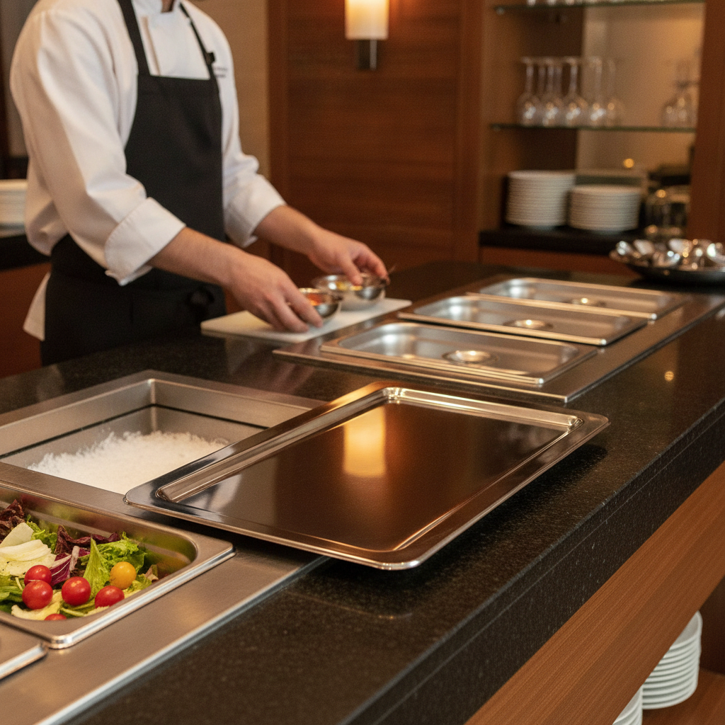 201 Stainless Steel Food Presentation Tray GN 1/1 for Buffets