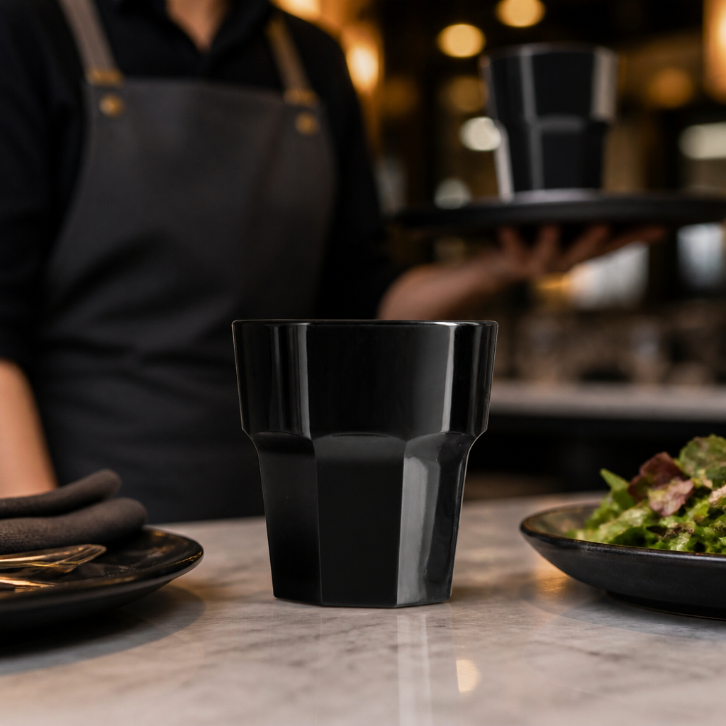 Polycarbonate Black Rocks Tumbler 256ml for Casual Use (Pack of 36)
