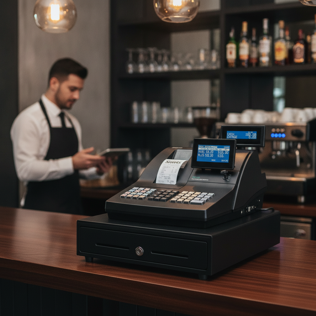 Black Cash Register with Twin Station Printer for Bars & Restaurants